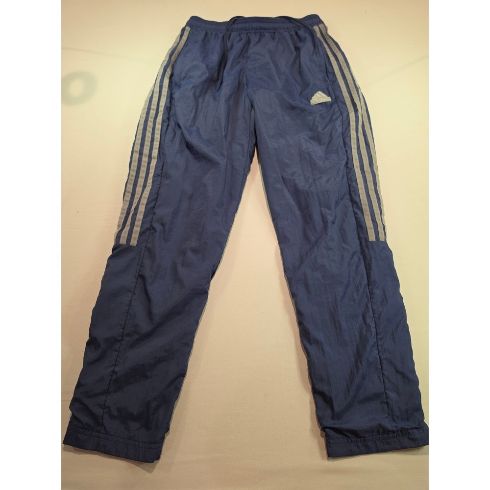Adidas Mens Navy Blue Grey Stripe Mesh Lined Windbreaker Track Pants JD1367 M